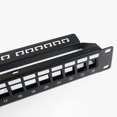 रिक्त नेटवर्क पैच पैनल रक्षाहीन RJ45 24 पोर्ट 1U पैच पैनल