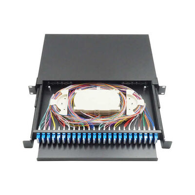 48 कोर ब्लैक ड्रॉअर टाइप टर्मिनेशन बॉक्स पैच पैनल 430x200x46 मिमी